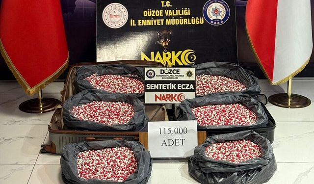 Düzce'de uyuşturucu operasyonunda 115 bin hap ele geçirildi