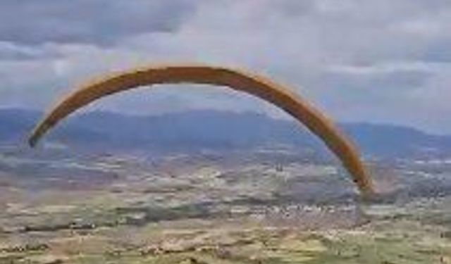 Paraşütçünün ağaca kontrollü inişi, çevredekileri endişelendirdi