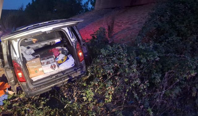 Hafif ticari araç yol kenarına savruldu; 1 ölü, 3 yaralı