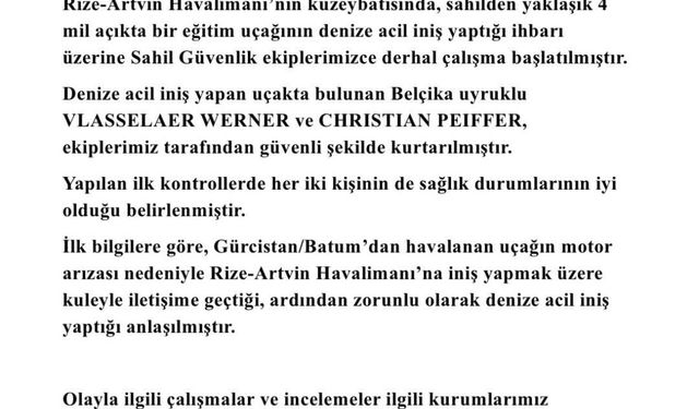 Gürcistan'dan kalkan küçük uçak, Rize açıklarında denize acil iniş yaptı (4)