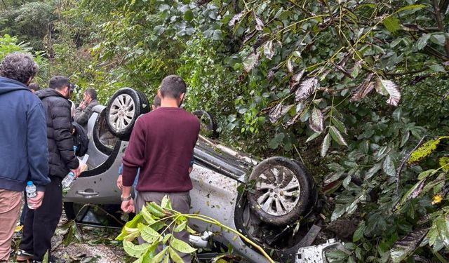 Otomobil ağaca çarparak devrildi: 1 yaralı