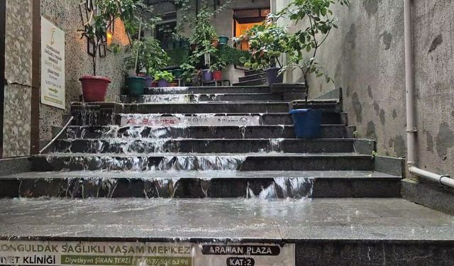 Zonguldak'ta yağış sonrası deniz çamur rengini aldı