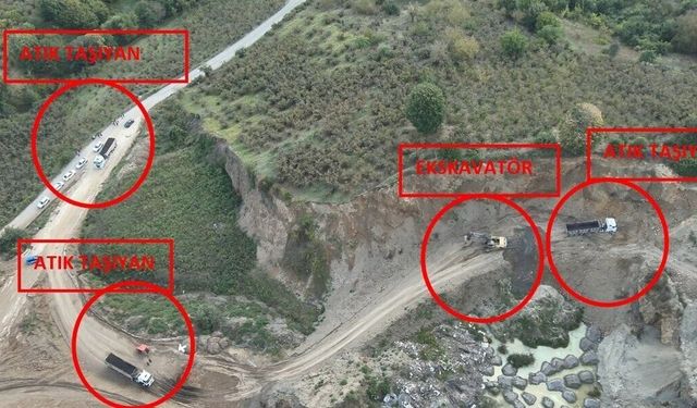 Düzce'de sanayi atıklarını araziye döken 8 şüpheli suçüstü yakalandı