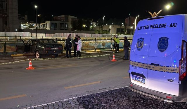 Köprü korkuluklarına çarpan otomobil askıda kaldı