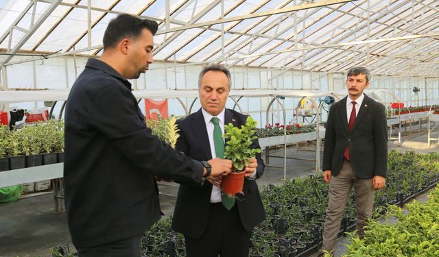 Rektör Yılmaz süs bitkisi üretim merkezini ziyaret etti