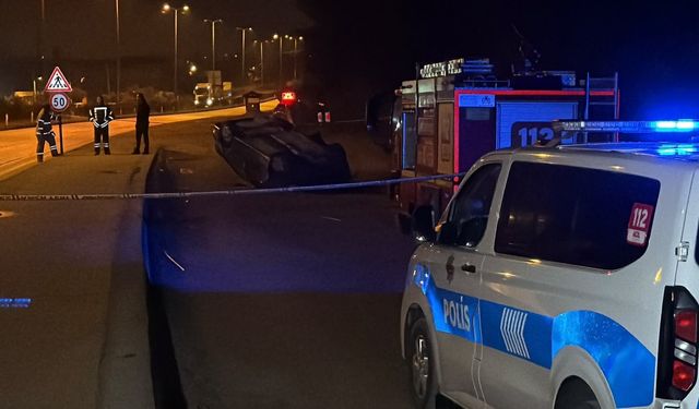 Takla atan otomobilin sürücüsü yaralandı