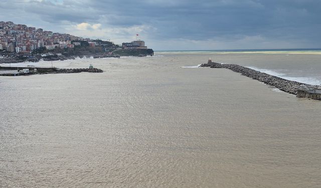 Zonguldak'ta sağanak sonrası denizin rengi değişti