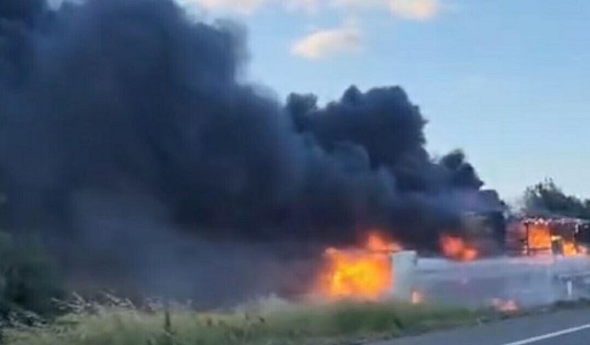 Yanan TIR'ın şoförü 3 promil alkollü çıktı
