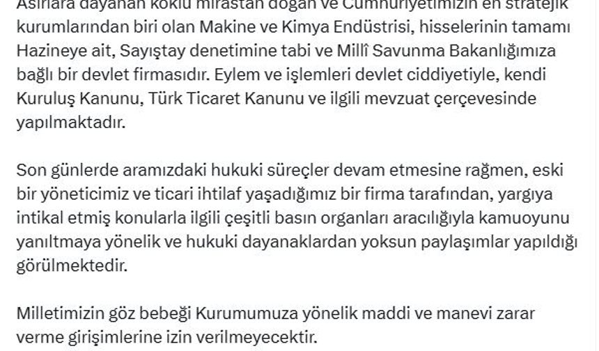 MKE: Kurumumuza zarar verme girişimlerine izin verilmeyecektir