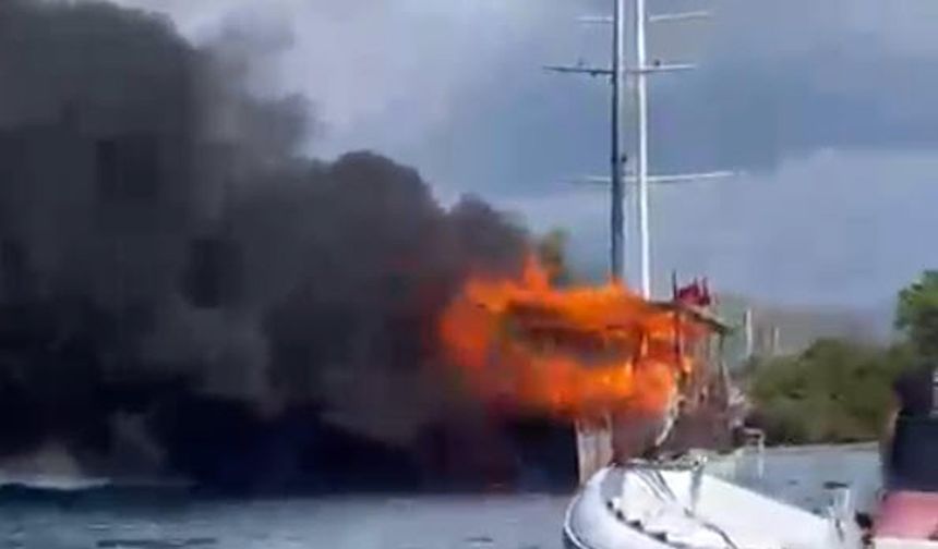 Fethiye'de tekne yangını