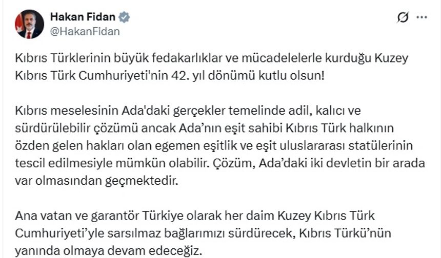 Bakan Fidan: Ada'da çözüm iki devletin bir arada var olmasından geçmektedir