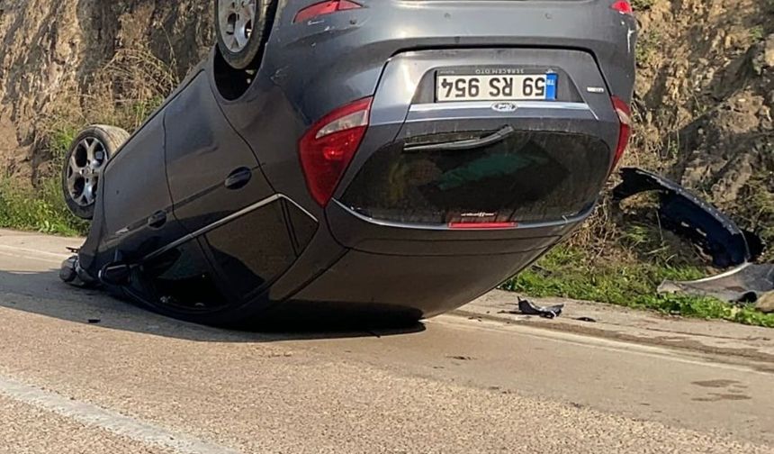 Kontrolden çıkan otomobil, ters döndü: 2 yaralı