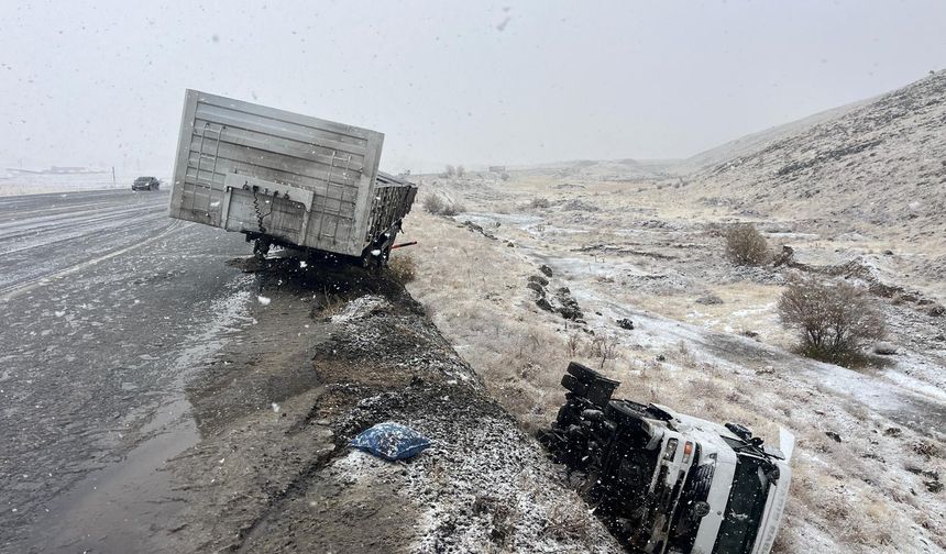 Şarampole devrilen TIR'ın şoförü yaralandı