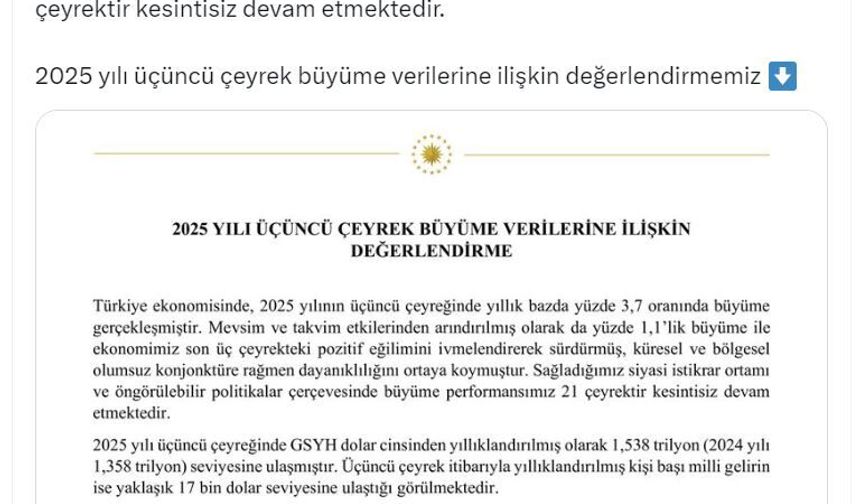 Cevdet Yılmaz: Üçüncü çeyrek verileri, ekonomimizin dirençli yapısını ortaya koymaktadır