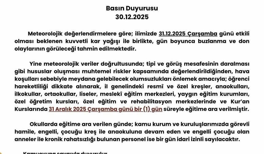 Nevşehir'de eğitime 'kar' engeli