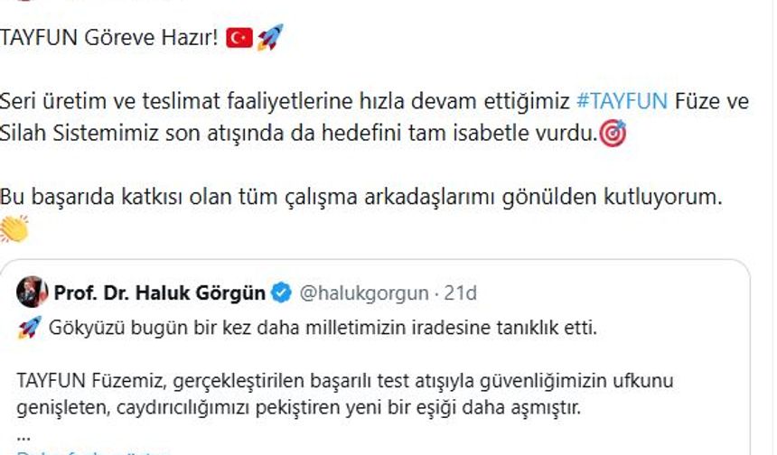 Yerli füze Tayfun, son atışında da hedefi tam isabetle vurdu