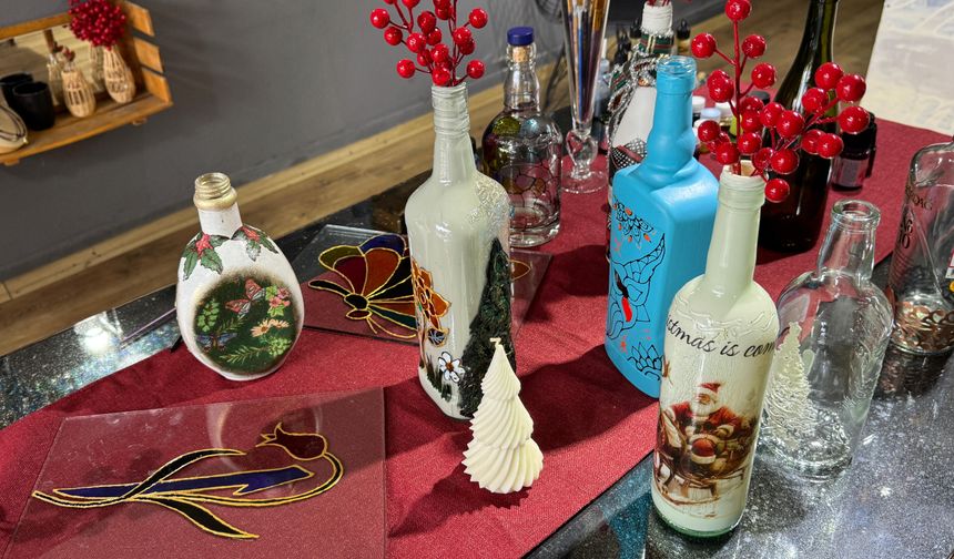 'Çevre bilinci' hedefiyle cam atıklardan süs eşyası üretiyorlar