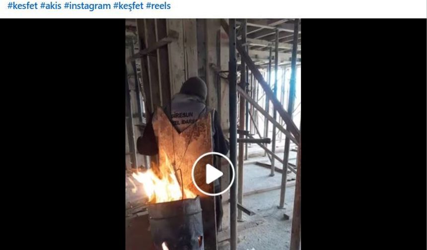 Dondurucu soğukta içerisinde ateş yanan tenekeyi sırtına alıp çalıştı