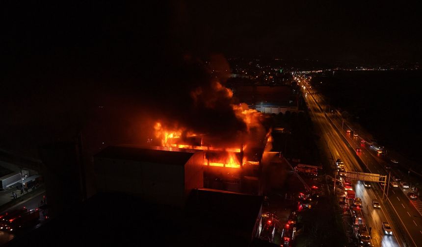 Trabzon'da yanan fındık fabrikasında hasar görüntülendi
