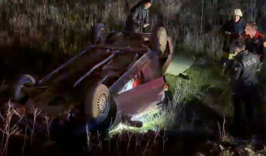 Otomobil takla attı, içindekiler kaçtı