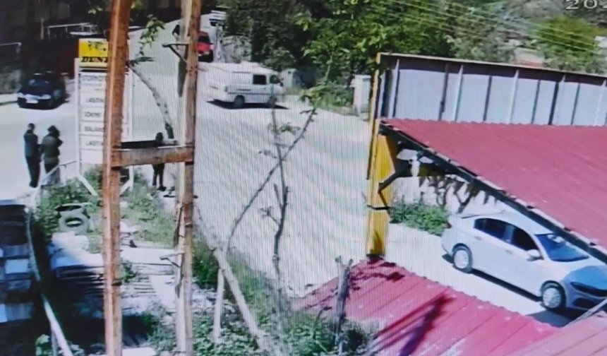 Otomobile çarpan minibüsün şarampole uçtuğu kaza kamerada