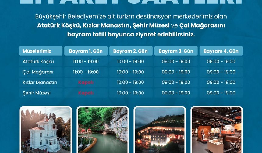 Büyükşehir'in turizm destinasyonları bayramda ziyarete açık