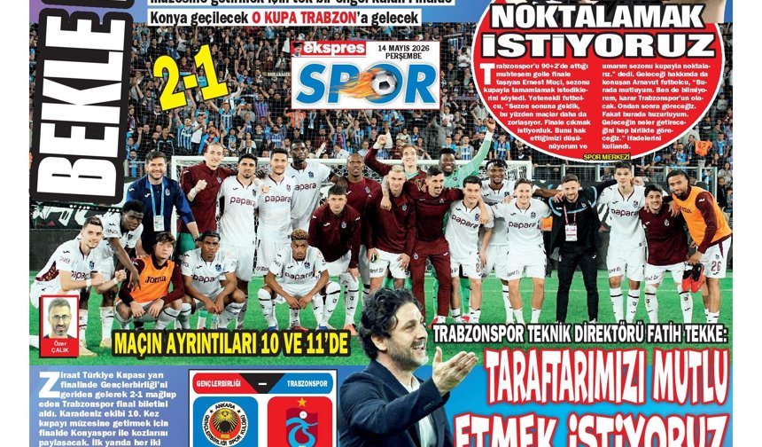 Trabzonspor üst üste üçüncü kez kupada finalde