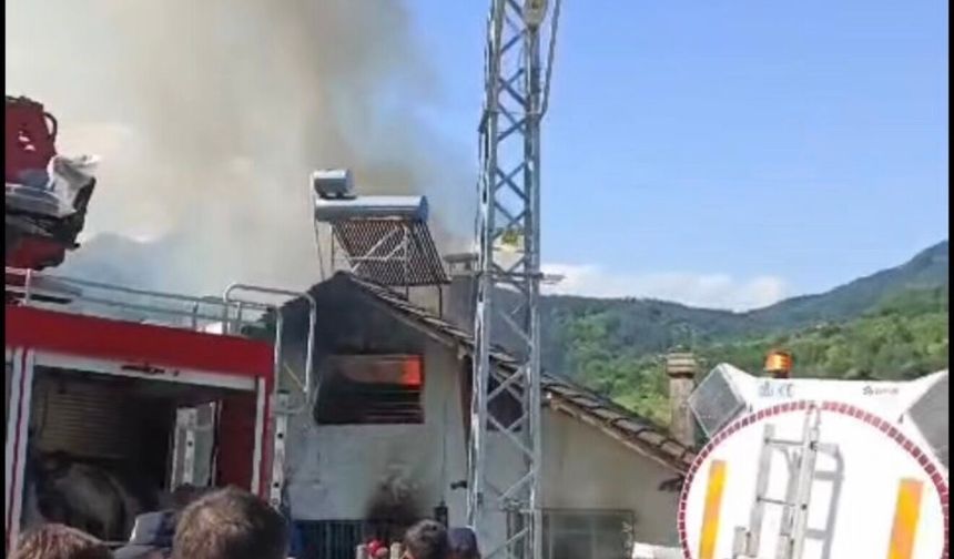 Bartın'da 2 katlı ev yandı