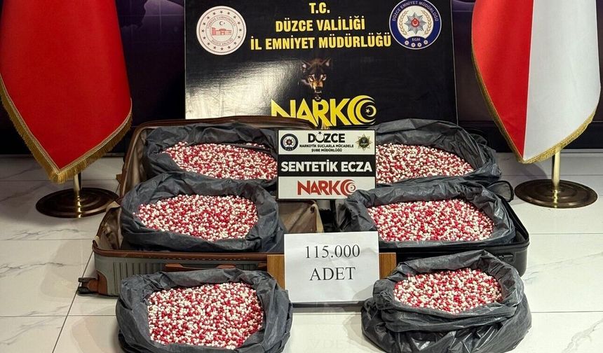 Düzce'de uyuşturucu operasyonunda 115 bin hap ele geçirildi