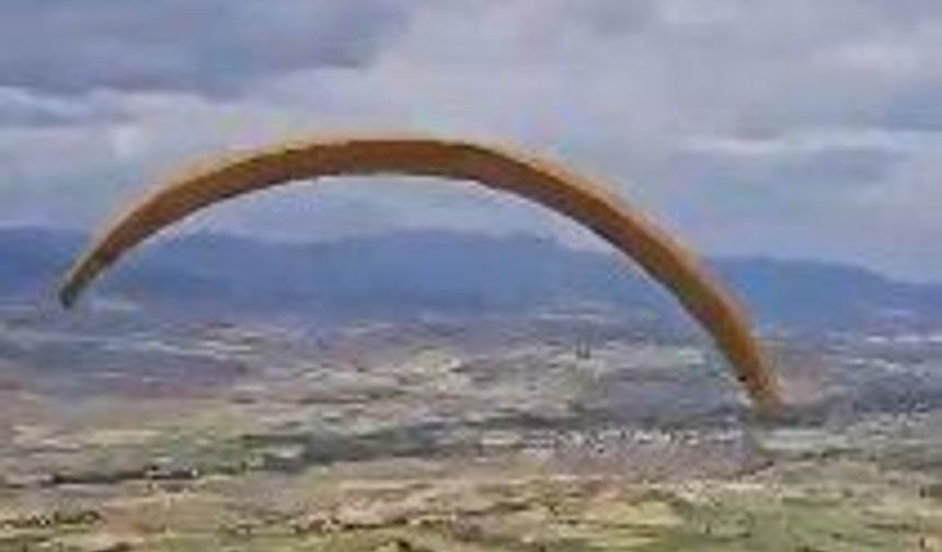 Paraşütçünün ağaca kontrollü inişi, çevredekileri endişelendirdi