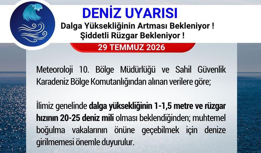Samsun'da 'denize girmeyin' uyarısı