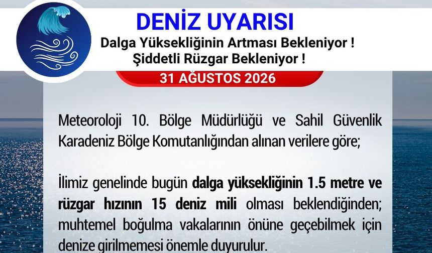 Samsun'da bugün 'denize girmeyin' uyarısı
