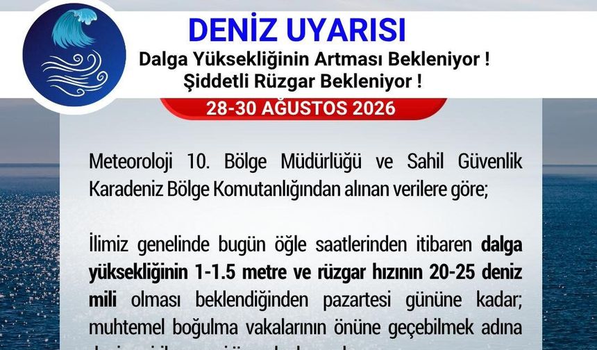 Samsun'da 'denize girmeyin' uyarısı