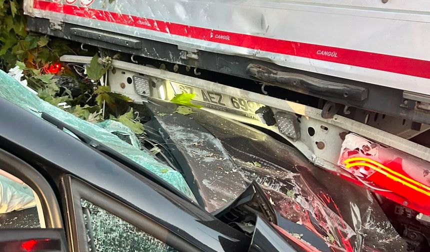 Yan yola düşüp, TIR'a çarpan otomobilin ölen sürücüsü toprağa verildi