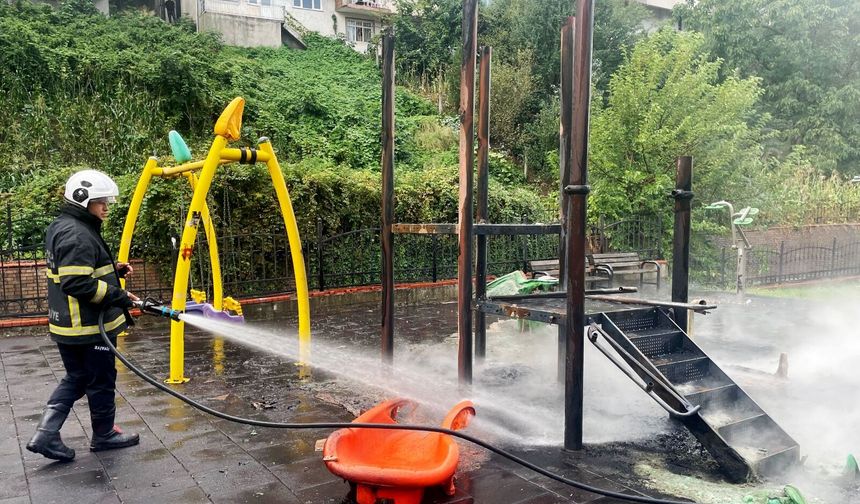 Zonguldak'ta 'üşüdüklerini' öne süren çocuklar kaydırağı ateşe verdi