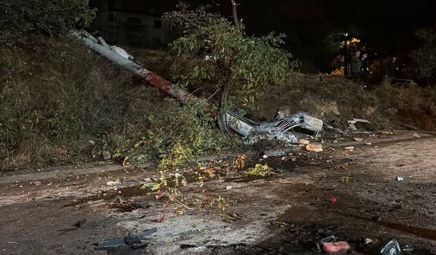 Minibüs trafik tabelası, elektrik direği ve ağaca çarptı: 6 yaralı