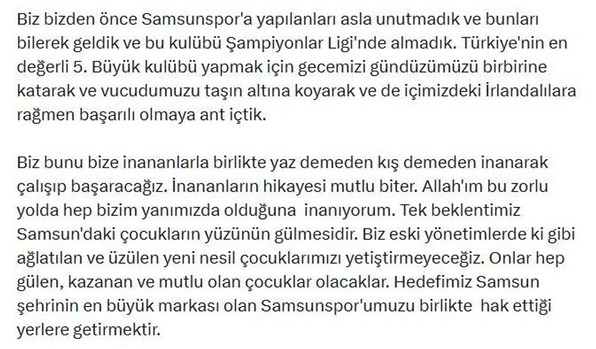 Yüksel Yıldırım: Hedefimiz Samsunspor'u hak ettiği yerlere getirmektir