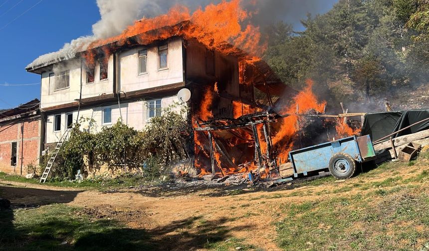 Kastamonu'da 2 katlı köy evi yandı